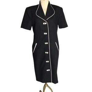 Howard‎ Wolf Vintage Dress Made In USA Black With White Trim Size 6 TIMELESS
